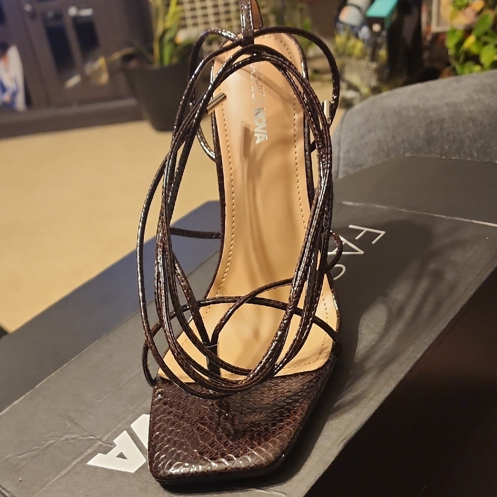 Fashion Nova Brown Strappy Women's Heels